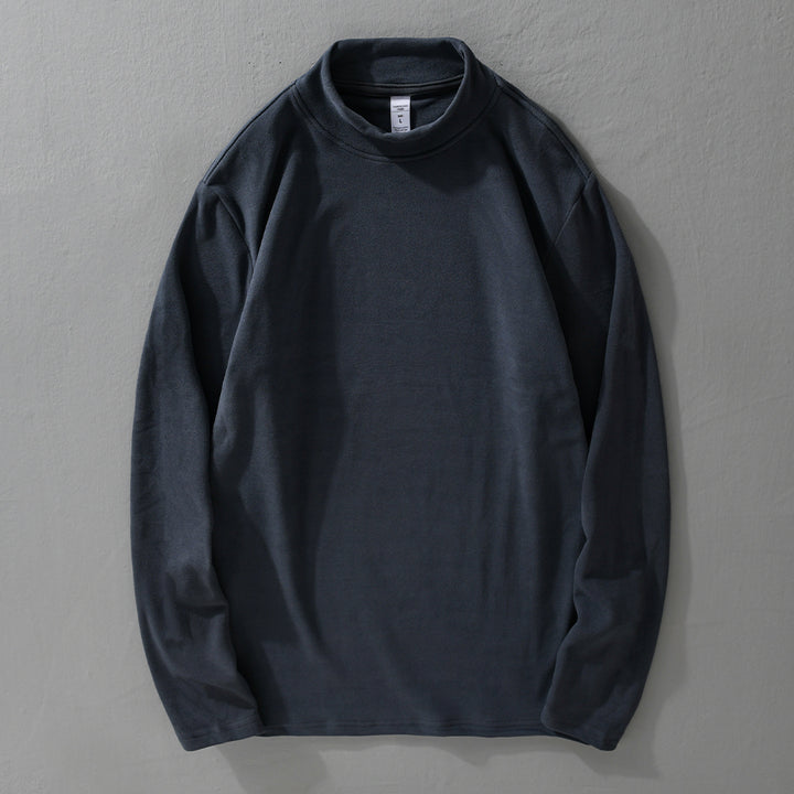 Herren Langärmeliges Feines Baumwollshirt mit Stehkragen und Relaxed-Fit Echoarchiv