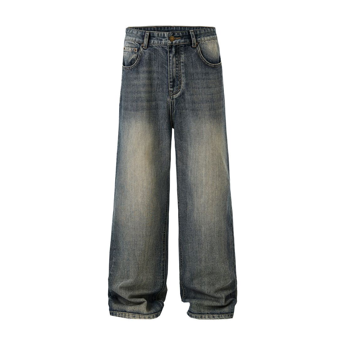 Herren Ultraweite Stonewashed-Baggy-Jeans mit tiefem Schritt und soften Fade-Details Echo Archiv