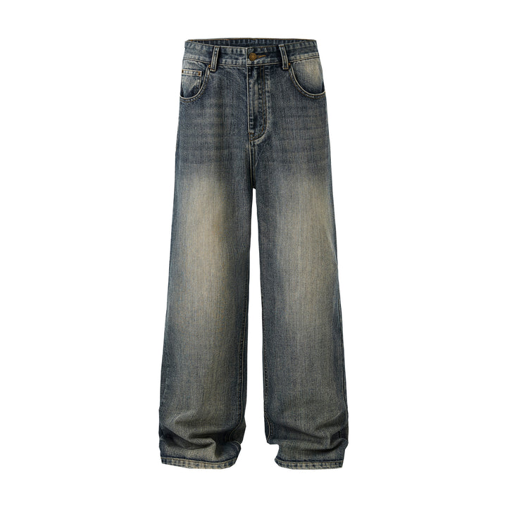 Herren Ultraweite Stonewashed-Baggy-Jeans mit tiefem Schritt und soften Fade-Details Echo Archiv