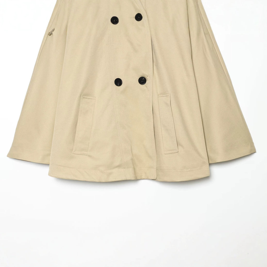 Damen Kurze Trench‑Capejacke mit Stehkragen und doppelreihiger Knopfleiste Echoarchiv