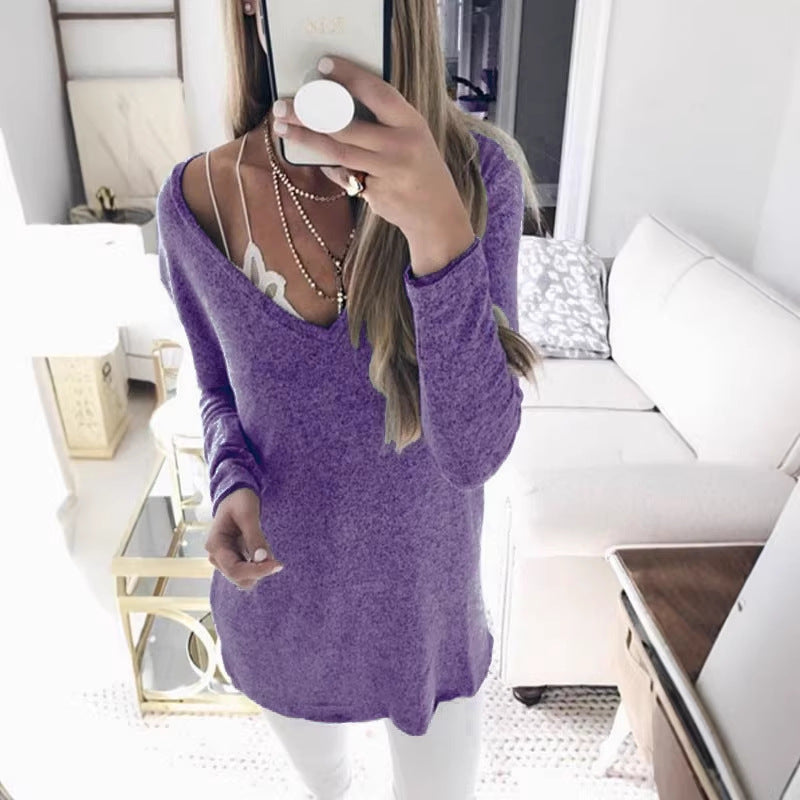 Damen feinstrick Tunika mit tiefem V-Ausschnitt und lässigem Oversized-Schnitt Echoarchiv