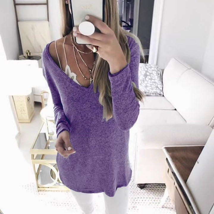 Damen feinstrick Tunika mit tiefem V-Ausschnitt und lässigem Oversized-Schnitt Echoarchiv