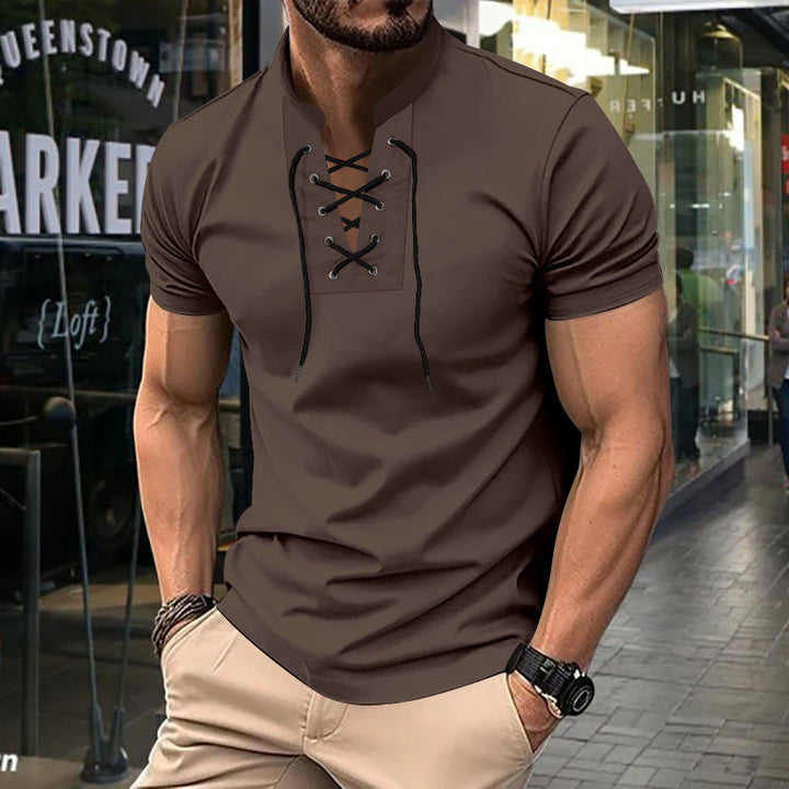 Herren lässiges Poloshirt mit Schnürung Echoarchiv