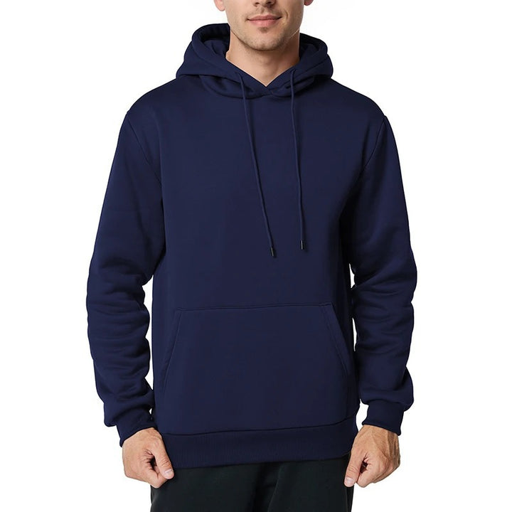Herren minimalistischer Kapuzenpullover mit weichem Fleece-Innenfutter und Kängurutasche – Cavarno