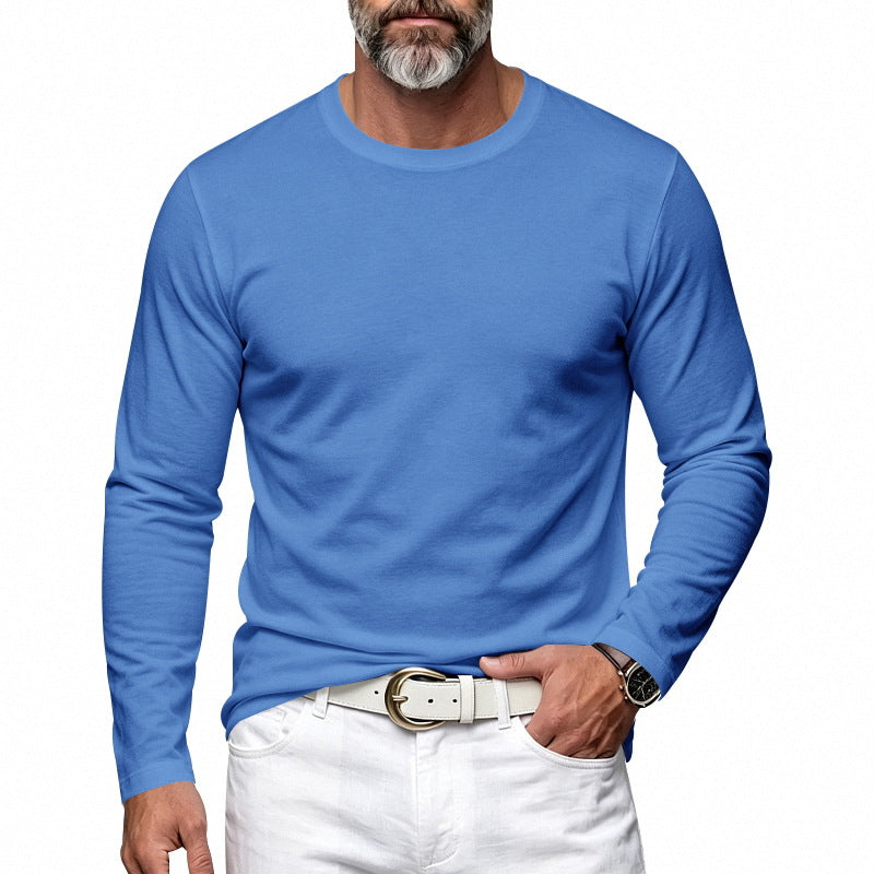 Herren Slim-Fit Baumwoll-Langarmshirt mit Rundhalsausschnitt Echoarchiv