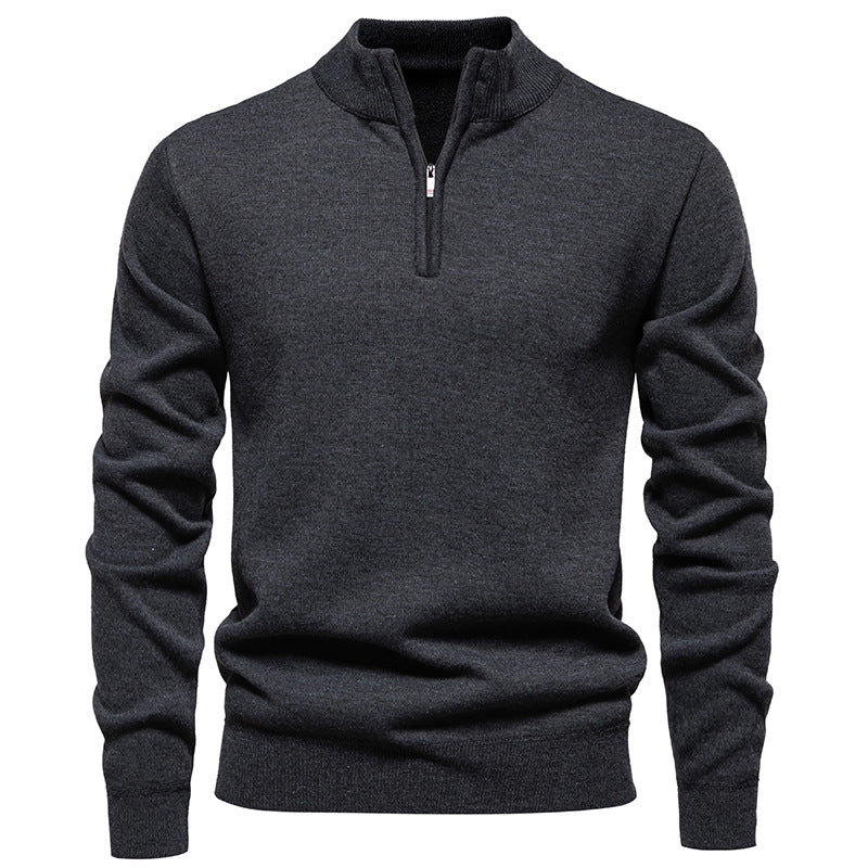Herren nan Feinstrickpullover mit Kurzreißverschluss Stehkragen elastischen Bündchen Echo Archiv