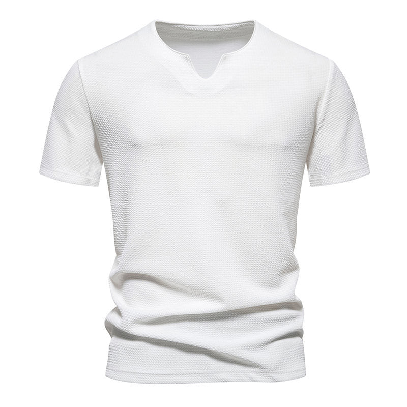 Herren Kurzarm T-Shirt mit modernem V-Ausschnitt und atmungsaktiver Struktur Echoarchiv