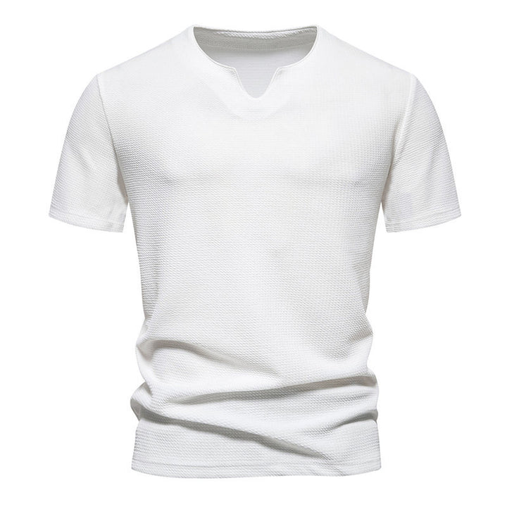 Herren Kurzarm T-Shirt mit modernem V-Ausschnitt und atmungsaktiver Struktur Echoarchiv