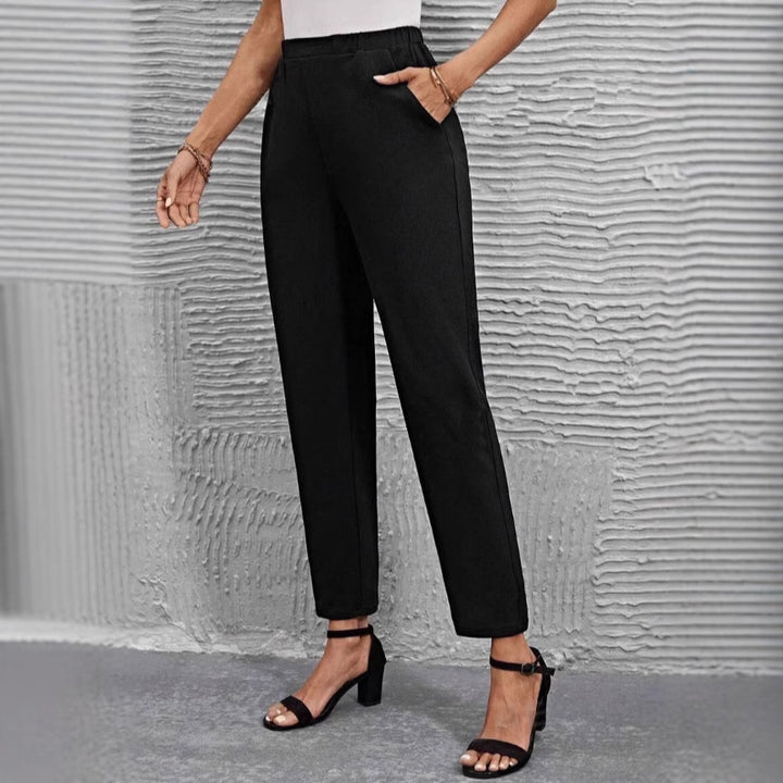 Damen nan hochgeschnittene konisch geschnittene Business-Hose mit elastischem Bund und seitlichen Eingrifftaschen Echo Archiv