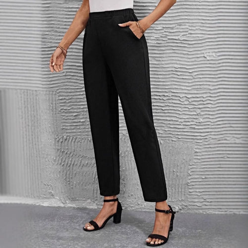 Damen nan hochgeschnittene konisch geschnittene Business-Hose mit elastischem Bund und seitlichen Eingrifftaschen Echo Archiv