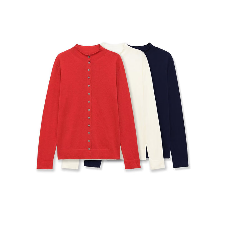 Damen Feinstrick-Cardigan mit Knopfleiste und Rundhalsausschnitt Echo Archiv