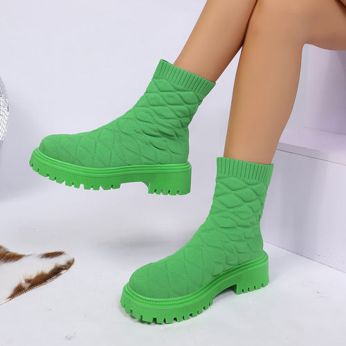 Damen Modische und bequeme gestrickte Stiefel Echo Archiv