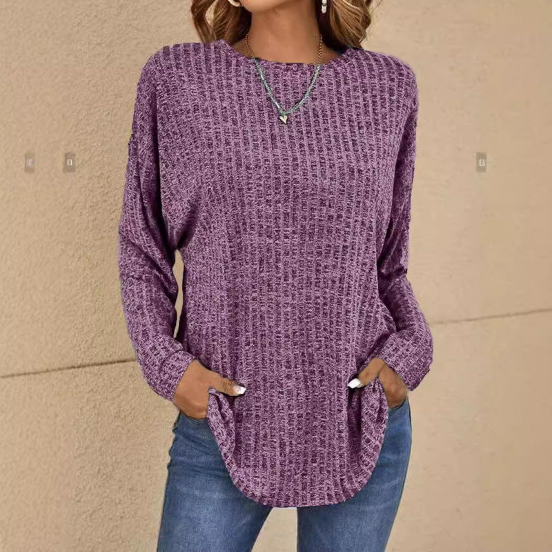 Damen Oversized Struktur-Strickpullover mit Rundhals und Eingrifftaschen Echo Archiv
