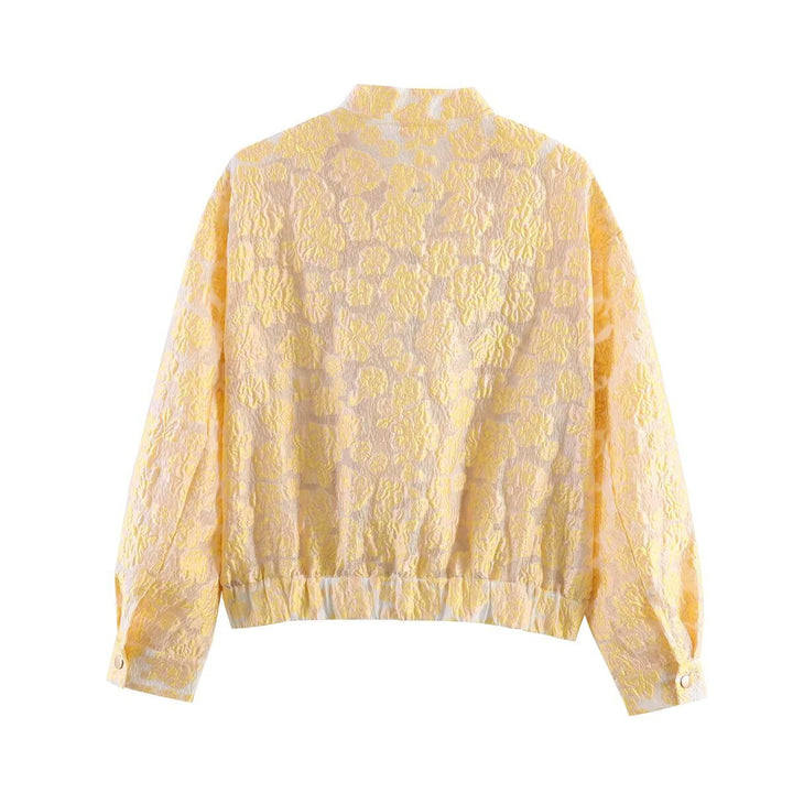Damen Geprägte Bomberjacke mit Blumenjacquard, Reißverschluss und aufgesetzten Taschen Echo Archiv