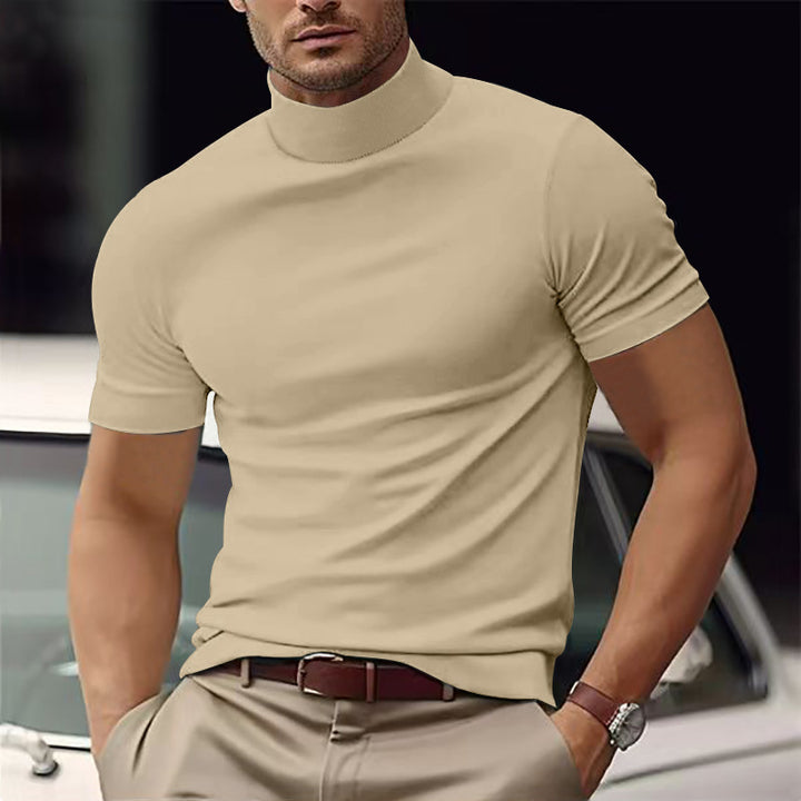 Herren modisches Kurzarm-Turtleneck-Shirt aus atmungsaktivem Material Echoarchiv