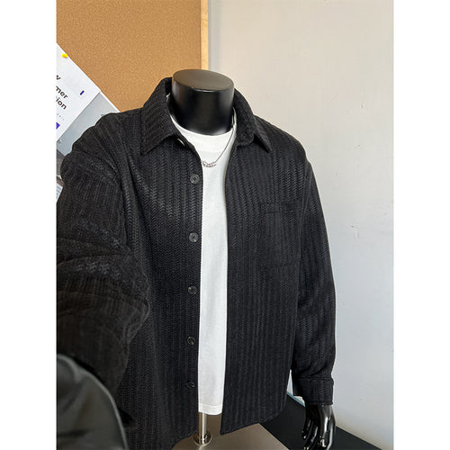 Herren Texturierte Overshirt‑Hemdjacke aus Strick mit Kentkragen Echo Archiv
