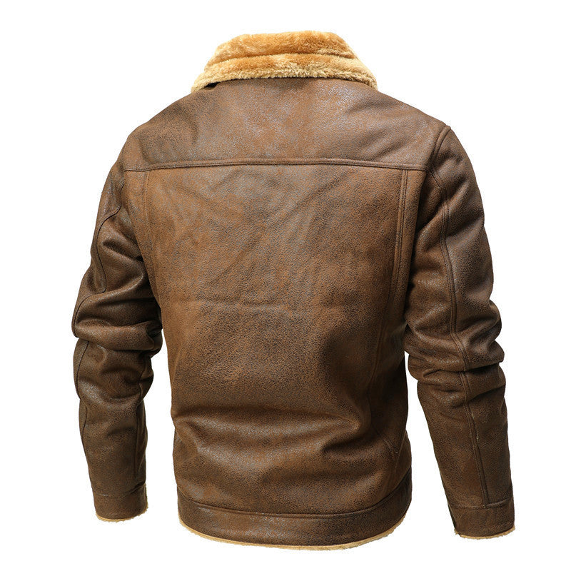 Herren Truckerjacke aus Velours-Kunstleder mit Teddy-Innenfutter Echoarchiv