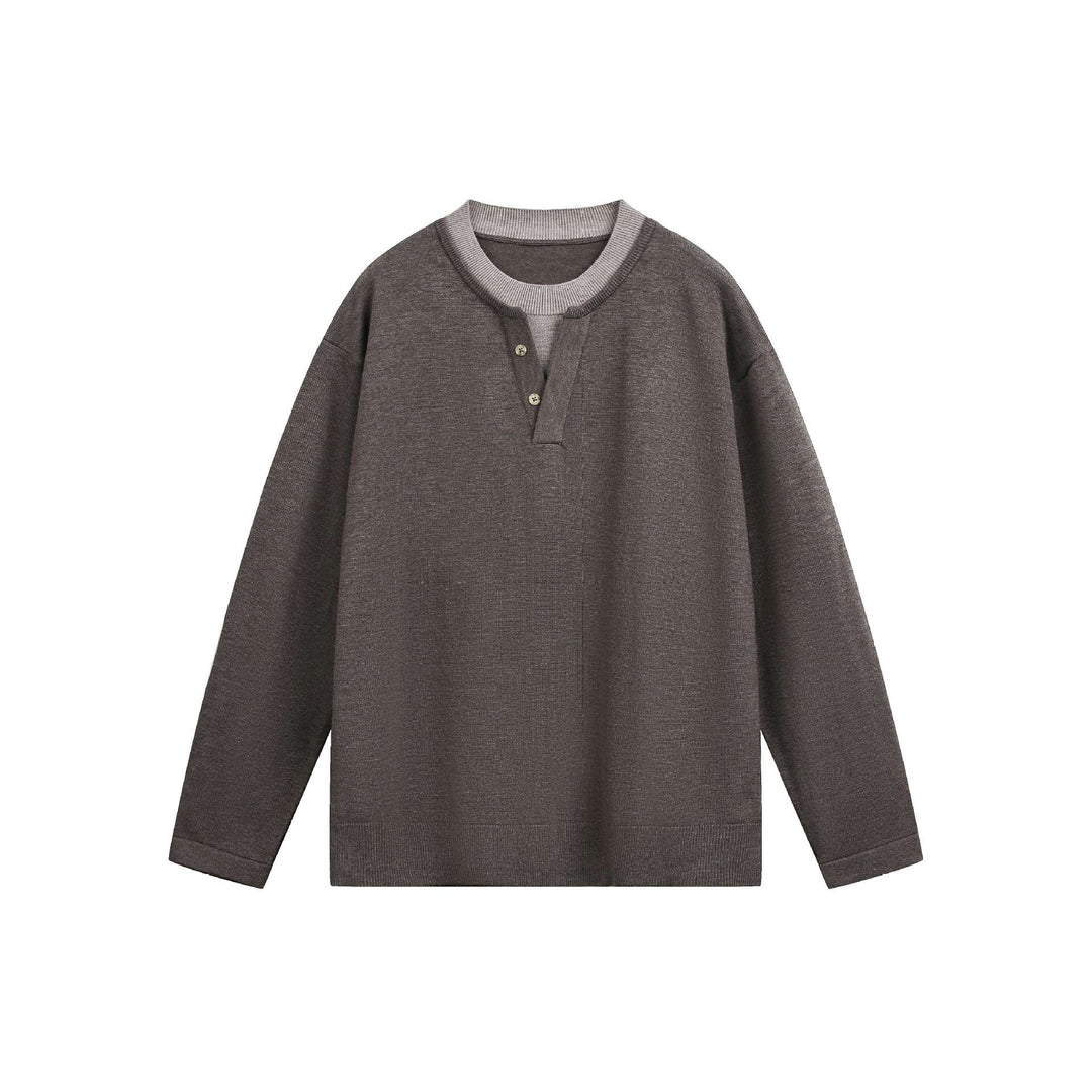Unisex Lässiges Oversize‑Sweatshirt mit Henley‑Knopfleiste und geripptem Layer‑Kragen Echoarchiv