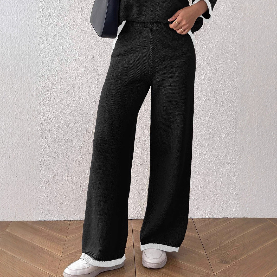 Damen lässige Strickhose mit kontrastierendem Bündchen Echo Archiv