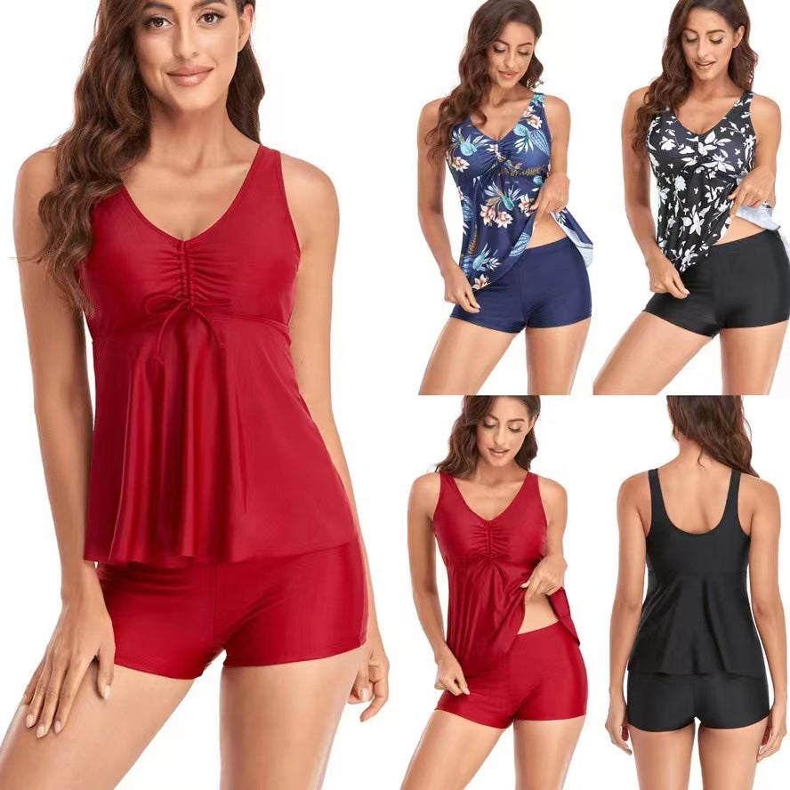 Damen Tankini-Set mit floralem Oberteil und sportlichem Unterteil Echo Archiv