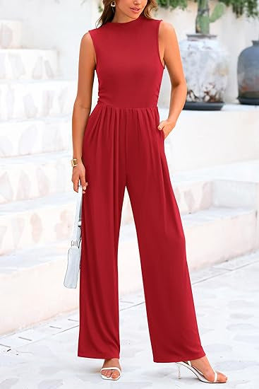Damen eleganter Jumpsuit mit weitem Bein und taillierter Silhouette Echo Archiv