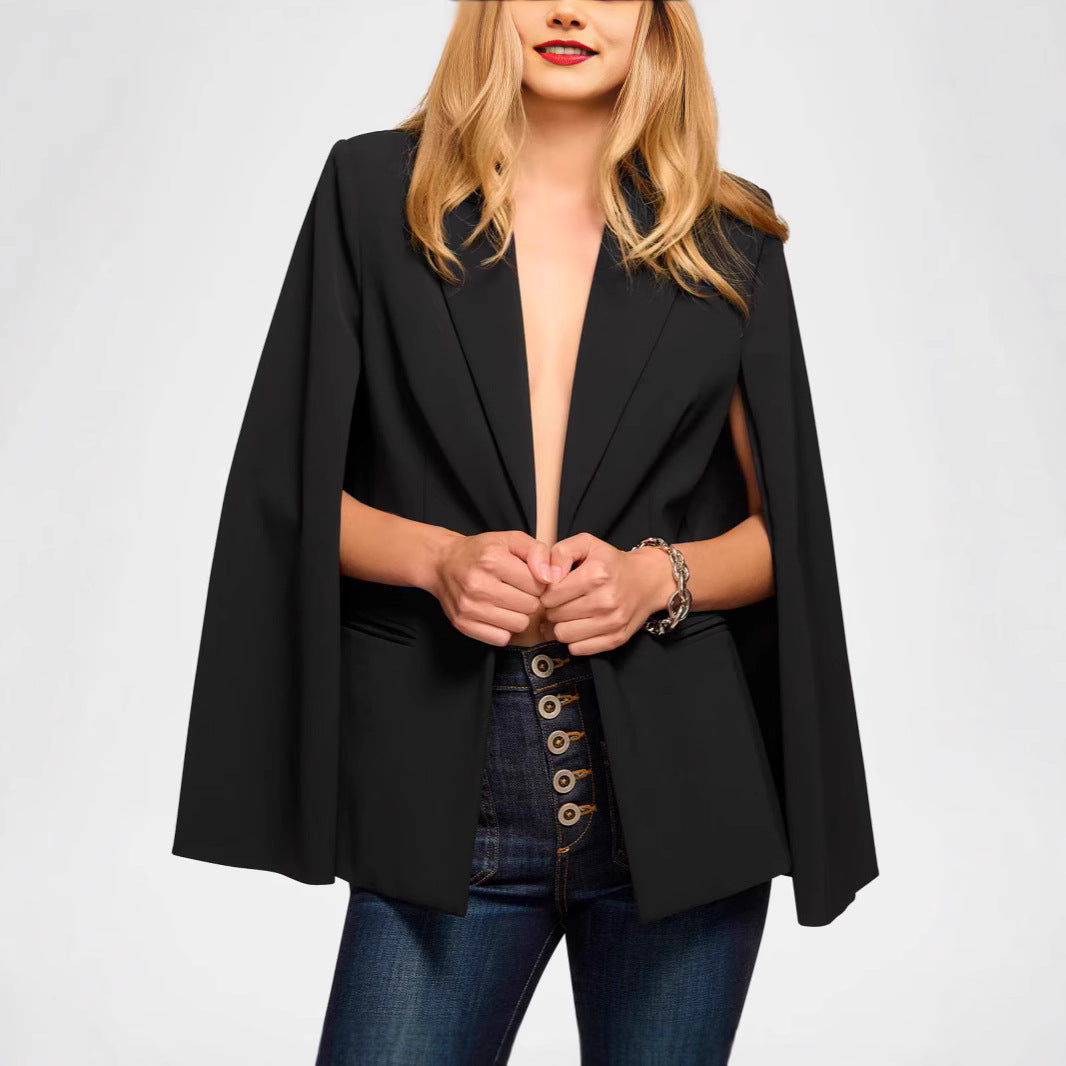 Damen Cape-Blazer mit Schlitzärmeln und tailliertem Ein-Knopf-Verschluss Echoarchiv