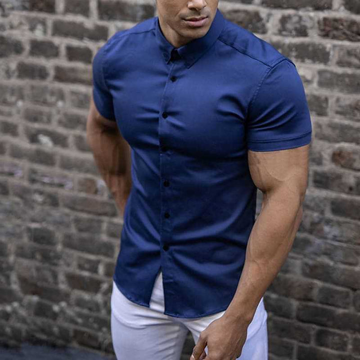 Herren Slim-Fit Kurzarmhemd mit strukturiertem Design Echoarchiv
