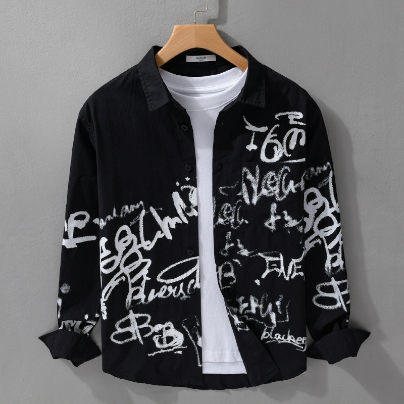 Herren Lässiges Overshirt mit grafischem Scribble-Print und Brusttasche Echoarchiv