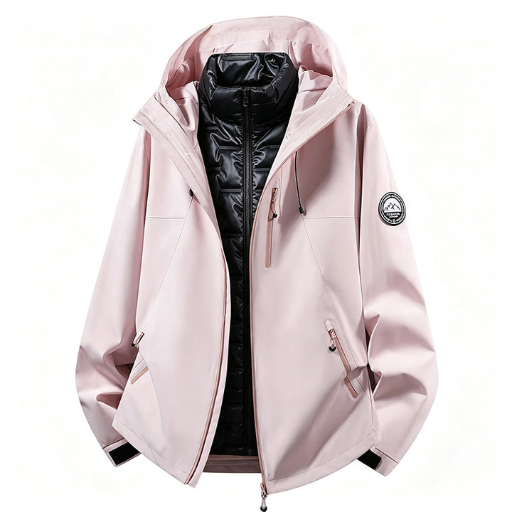 Unisex nicht wasserdichte dreiteilige Softshell-Jacke mit abnehmbarer gestepptem Innenjacke und Kapuze – Taviero