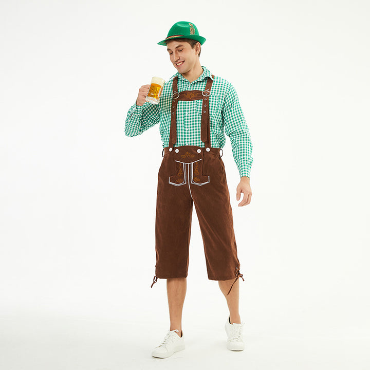 Herren nan knielange Trachten-Latzhose mit verstellbaren Trägern und dekorativer Stickerei Echo Archiv