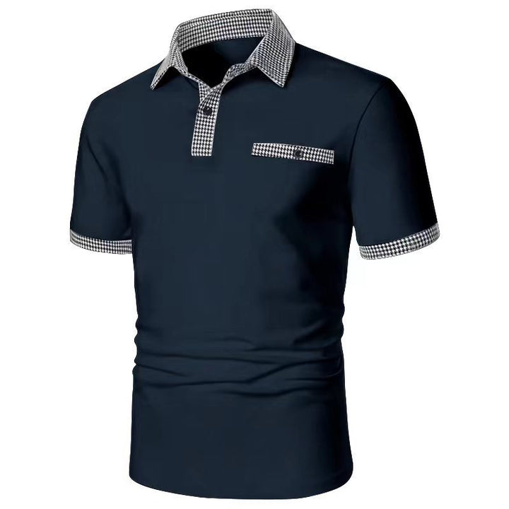 Stylisches Kurzarm-Polohemd für Herren mit karierten Akzenten Echoarchiv