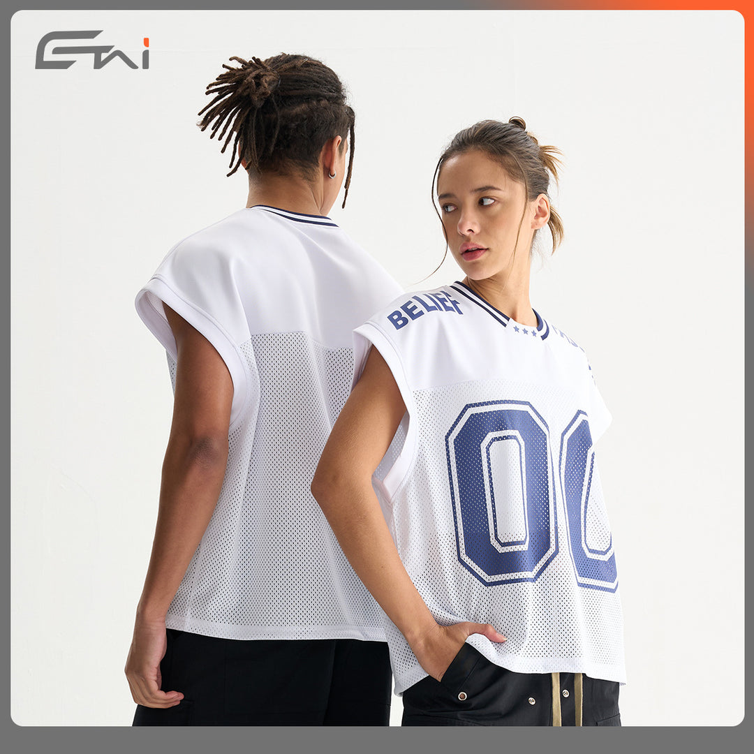 Unisex Atmungsaktives Mesh-Sporttop ohne Ärmel mit geripptem Polokragen Echo Archiv