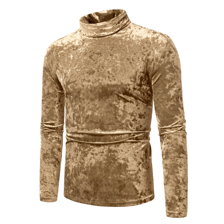 Herren eleganter Rollkragenpullover aus luxuriösem Samtstoff Echoarchiv