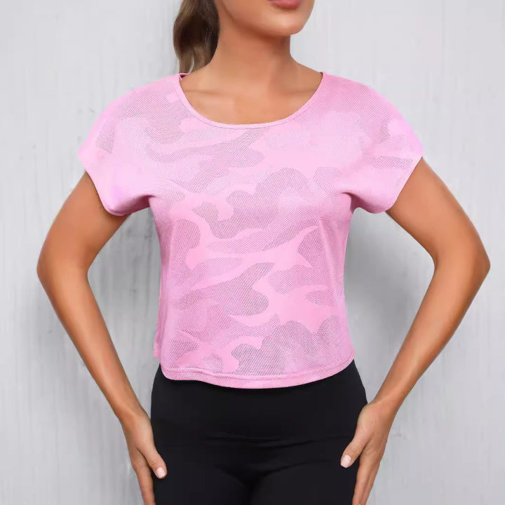 Damen Sportliches Crop-Top mit atmungsaktiver Netzstruktur Echo Archiv