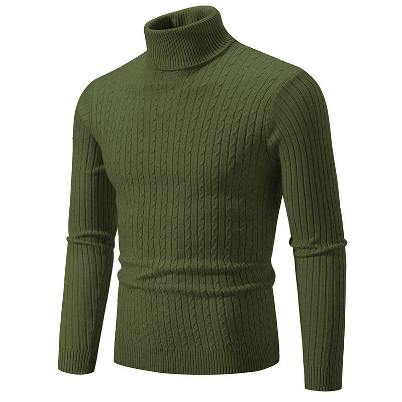 Herren nan Rollkragenpullover mit Zopfstrick und schlanker Passform Echo Archiv