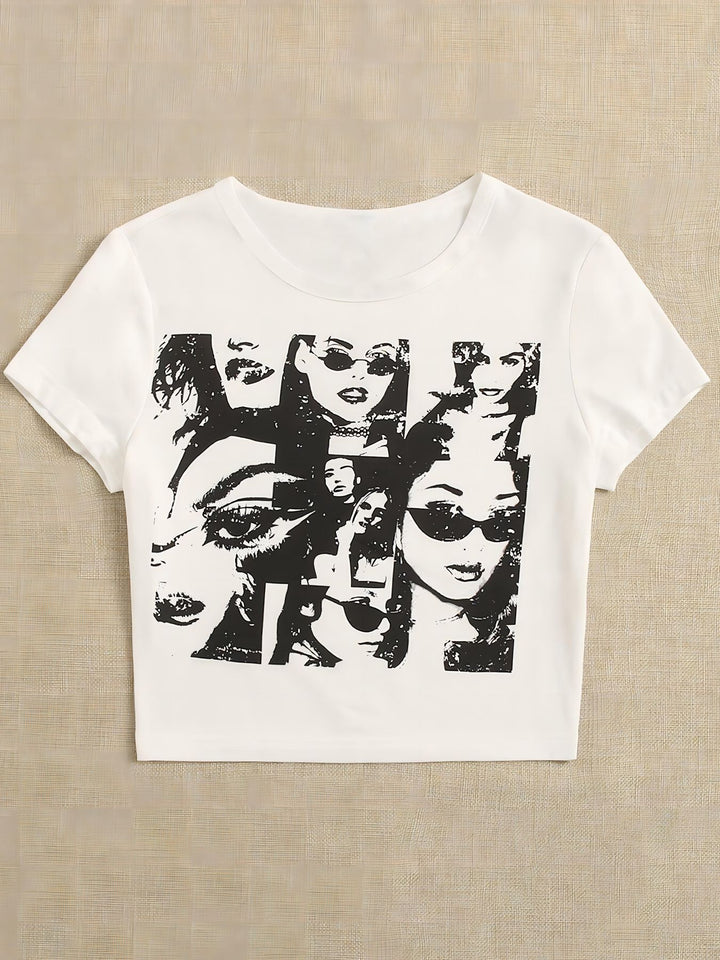 Damen Crop-Top mit auffälligem Schriftzug Echo Archiv