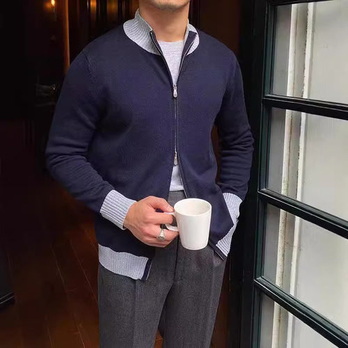 Herren Eleganter Strickpullover mit Stehkragen Echo Archiv