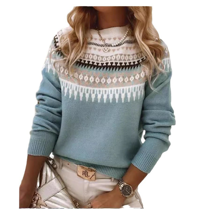 Damen nan Norwegerpullover aus Wollmix mit Rundhalsausschnitt und traditionellem Fair-Isle-Yoke Echo Archiv