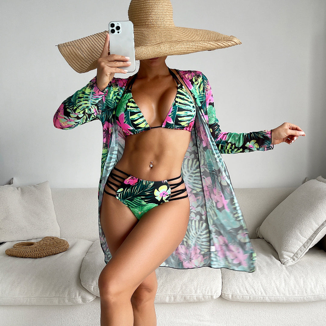 Damen Bikini-Set mit floralem Muster und verstellbaren Bändern Echo Archiv