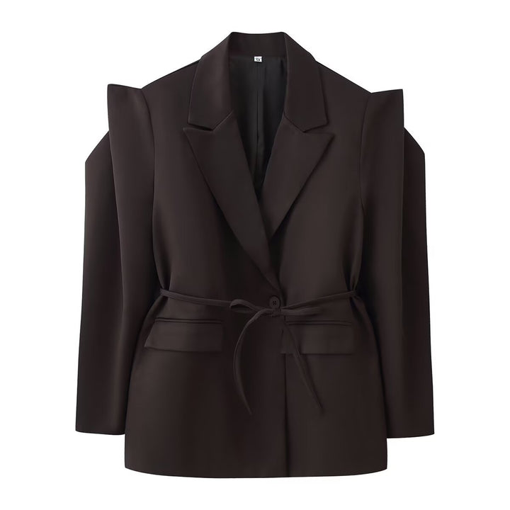 Damen Blazer mit Schulter-Cutouts, Taillengürtel und Ein-Knopf-Verschluss Echo Archiv