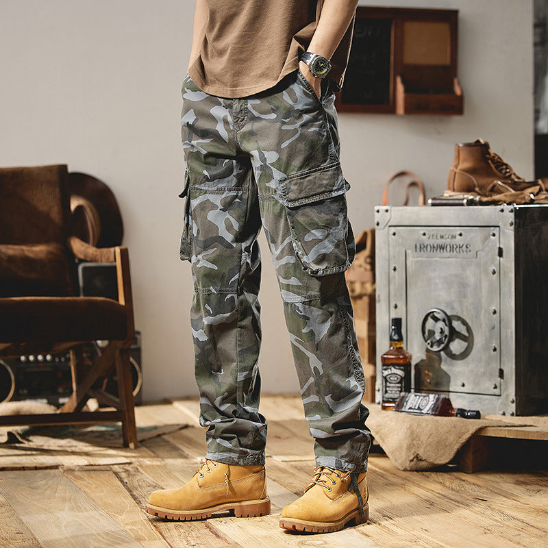 Herren Camouflage-Utility-Cargohose mit Mehrfachklappentaschen, Kniepaneelen und Kordelabschluss Echo Archiv