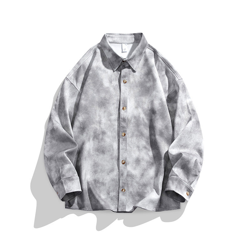 Herren Oversize-Hemdjacke im Washed‑Tie‑Dye‑Look mit Holzknopfleiste & legerer Silhouette Echoarchiv