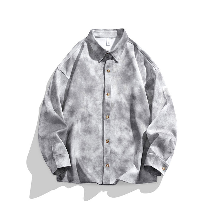 Herren Oversize-Hemdjacke im Washed‑Tie‑Dye‑Look mit Holzknopfleiste & legerer Silhouette Echoarchiv