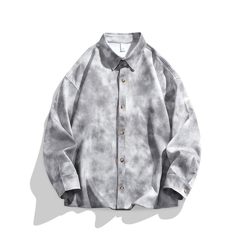 Herren Oversize-Hemdjacke im Washed‑Tie‑Dye‑Look mit Holzknopfleiste & legerer Silhouette Echoarchiv