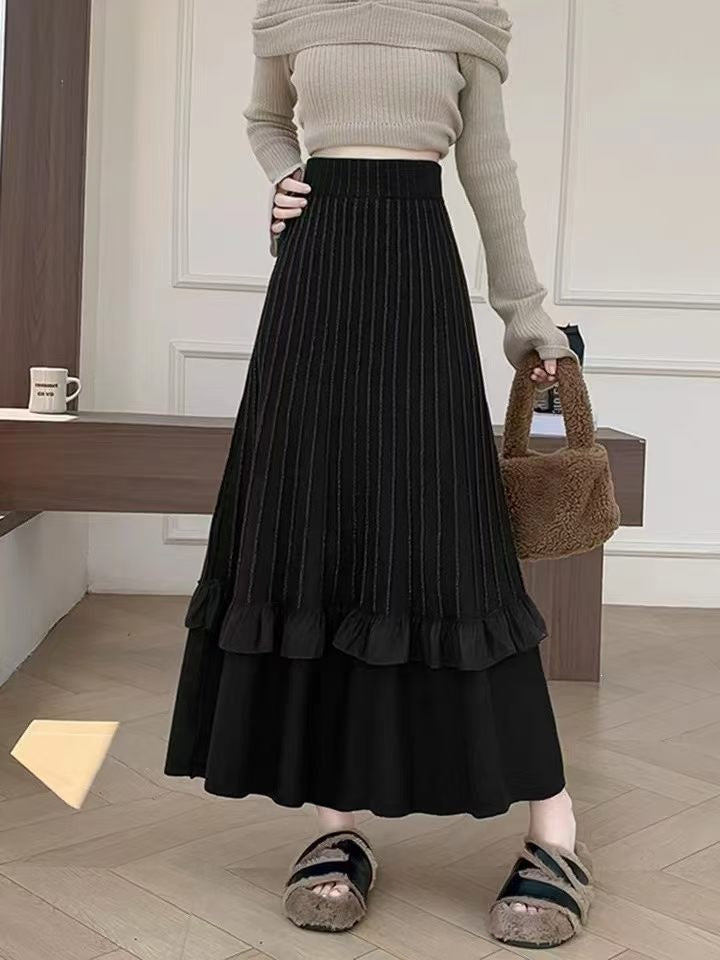 Damen Eleganter Maxi-Rock mit Volant und strukturiertem Design Echo Archiv