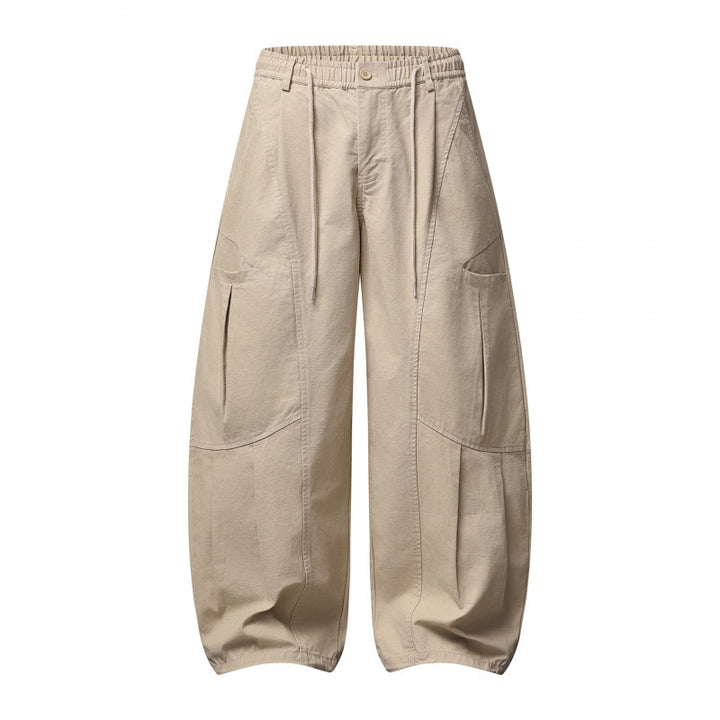 Unisex Weite Utility-Cargo-Hose aus Baumwollmix mit Tunnelzugbund, großen Aufgesetzten Taschen und ballonförmiger Silhouette Echo Archiv