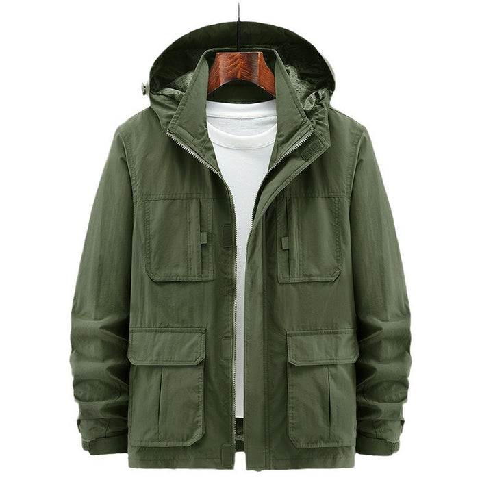 Herren Leichte Outdoor‑Fieldjacke mit Kapuze, vier aufgesetzten Taschen und verdecktem Reißverschluss Echo Archiv