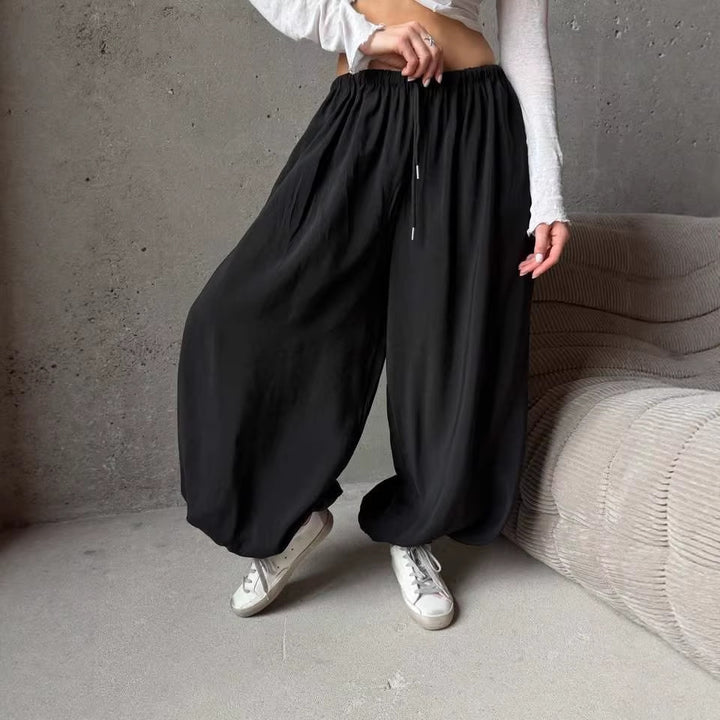 Damen weite Harem-Ballonhose mit hohem Elastikbund, Tunnelzug und lässiger Weite – Avélisse
