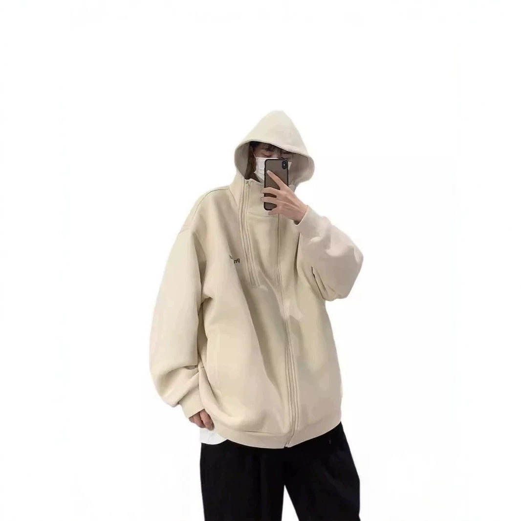 Unisex Oversized Fleecejacke mit hohen Kragen und Reißverschluss Echoarchiv