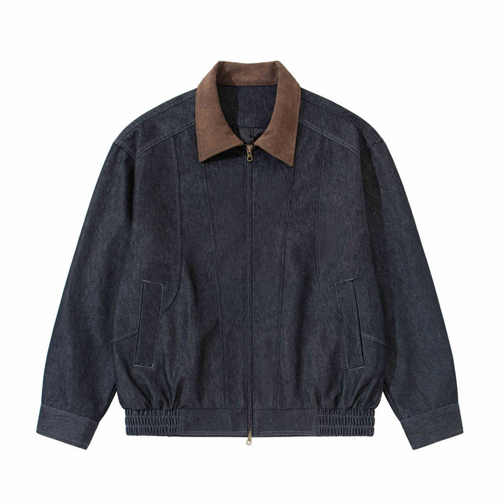 Herren Boxy-Denim-Blousonjacke mit Wildlederkragen und elastischem Saum Echoarchiv